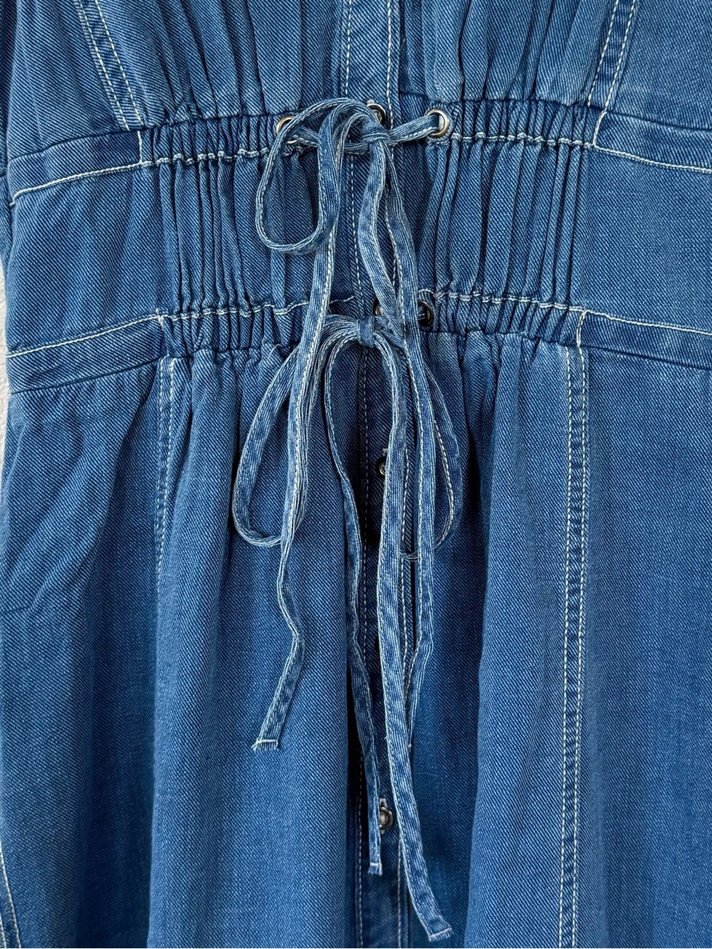 ANTHROPOLOGIE NWT XS Pilcro 100% Cotton Denim Blouse Longline Lightweight Top - Picture 4 of 14